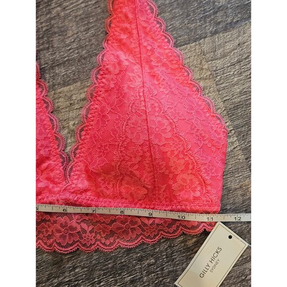 Gilly Hicks hot pink lace bralette bra top halter with pads NEW womens small - Picture 2 of 5
